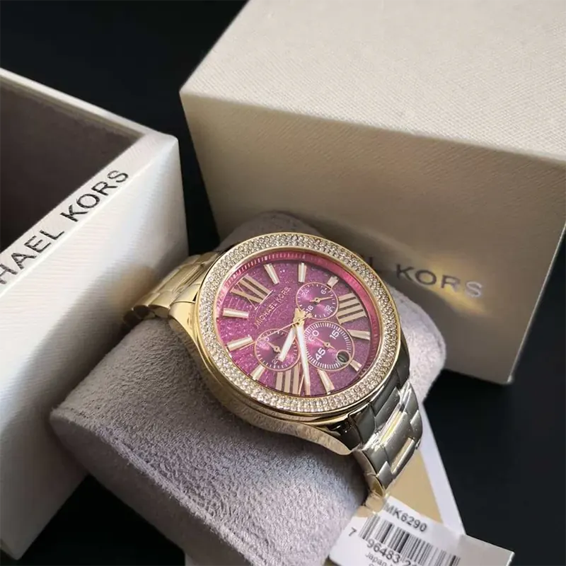 Michael Kors Wren Fuchsia Crystal Pave Gold-tone Ladies Watch- MK6290